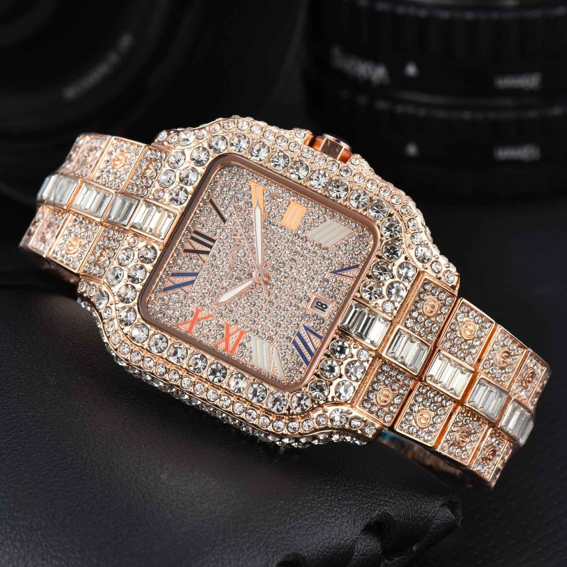 Men's Square Fashion Trend Full Diamond Watch
