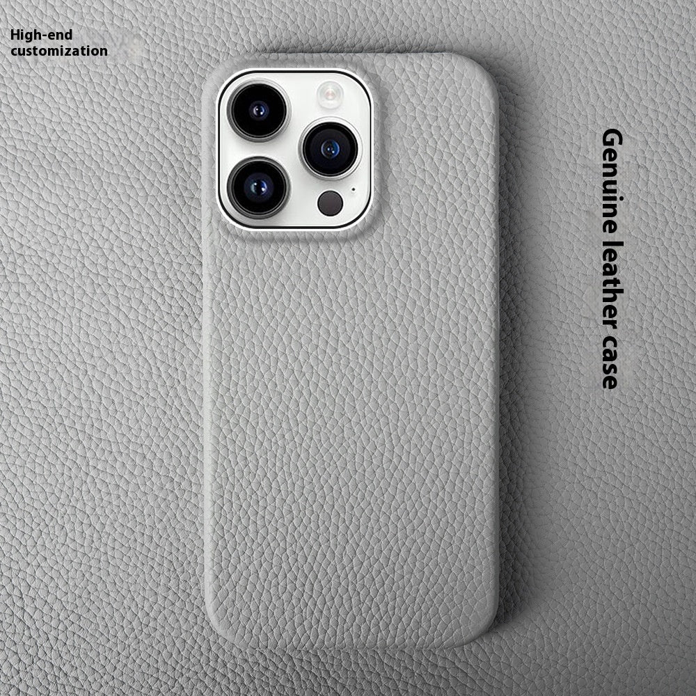 Simple Solid Colour Leather Half Pack iPhone Phone Case - EBuyGoods