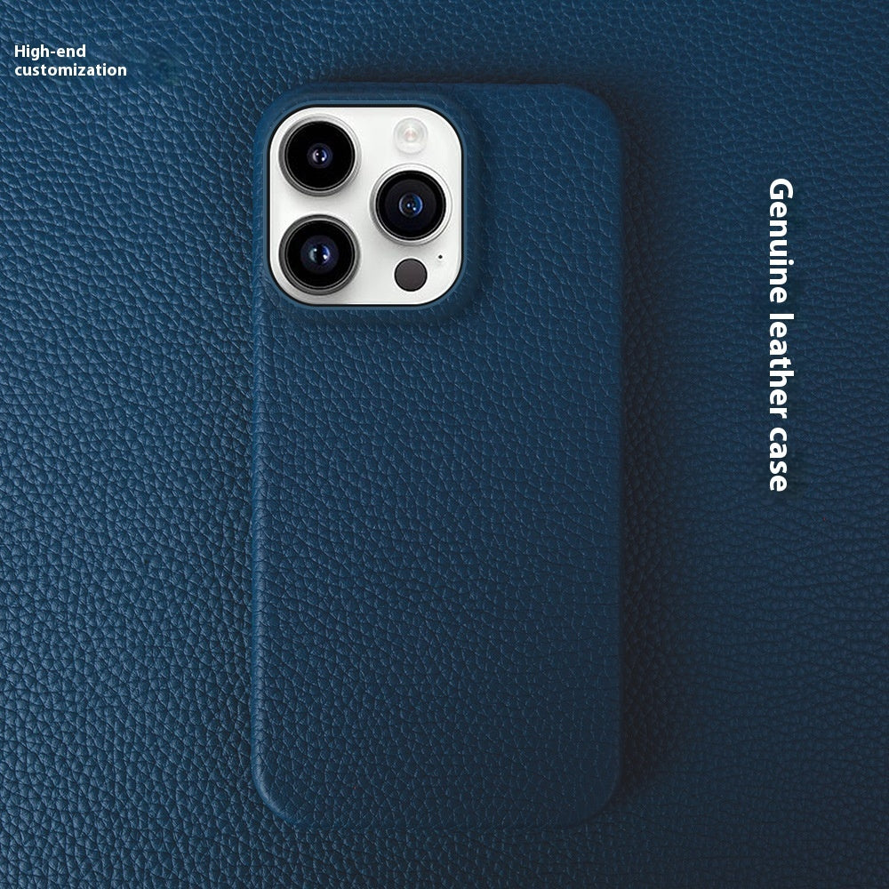 Simple Solid Colour Leather Half Pack iPhone Phone Case - EBuyGoods