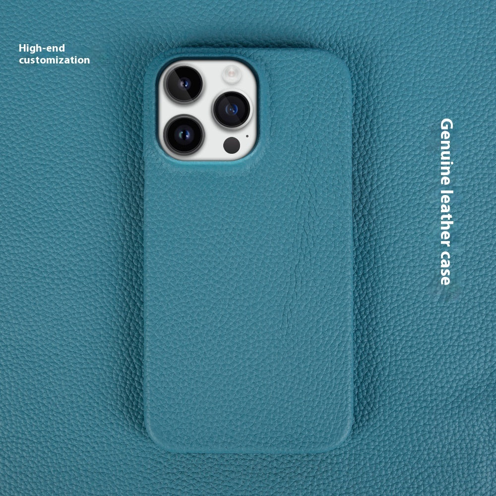 Simple Solid Colour Leather Half Pack iPhone Phone Case - EBuyGoods