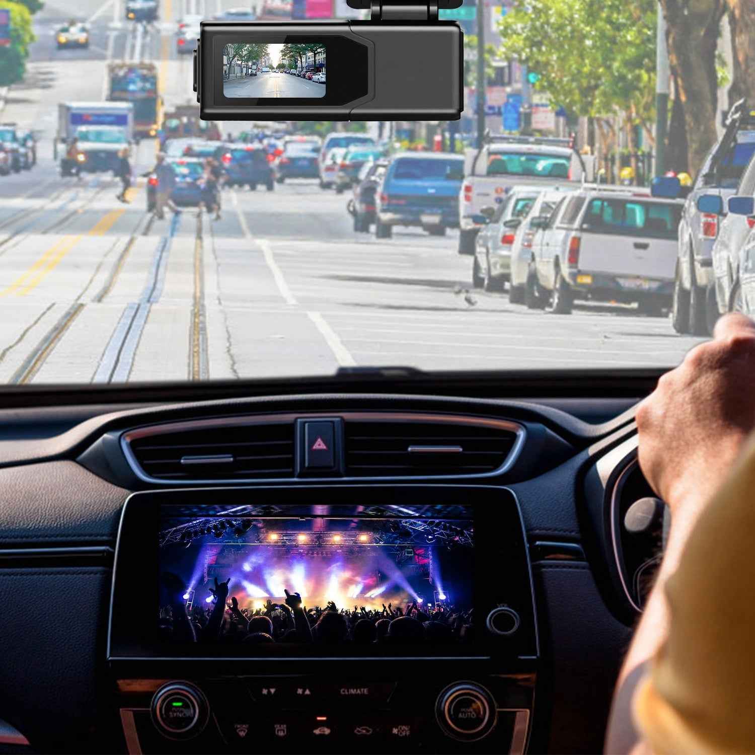1Pc 2K HD Front Dash Cam For Car With IPS Screen Night Vision Loop Recording Included 32G Storage Card 140 Degree Wide Angle WiFi App Control Front Dashcam