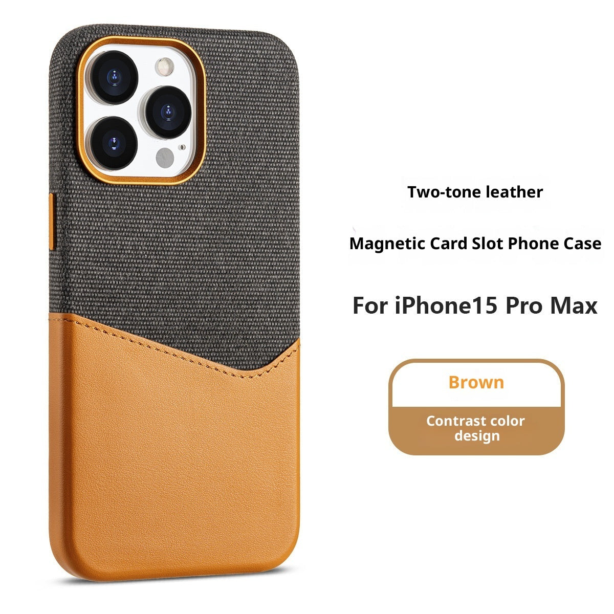 Suitable For 17promax iPhone Phone Case Cloth Pattern Stitching Colour Leather Magnetic Suction - EBuyGoods