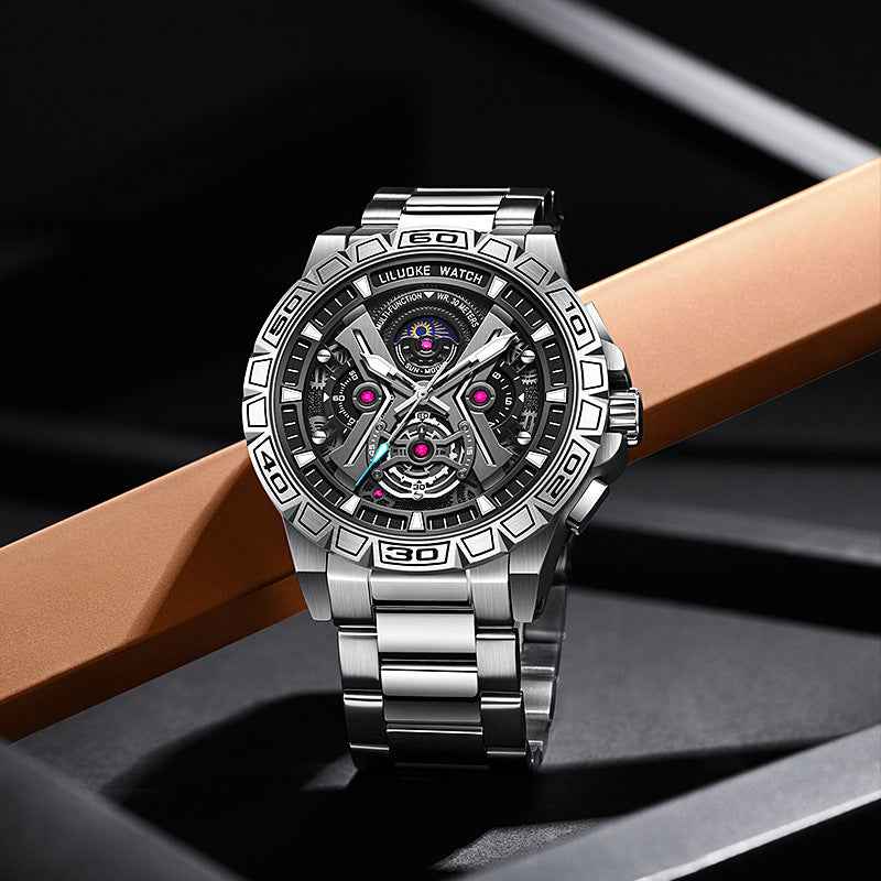 Three-Dimensional Hollow Waterproof Luminous Multifunction Quartz Watch