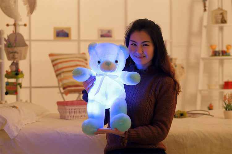 Creative Light Up LED Teddy Bear Stuffed Animals Plush Toy Colourful Glowing Christmas Gift For Kids Pillow