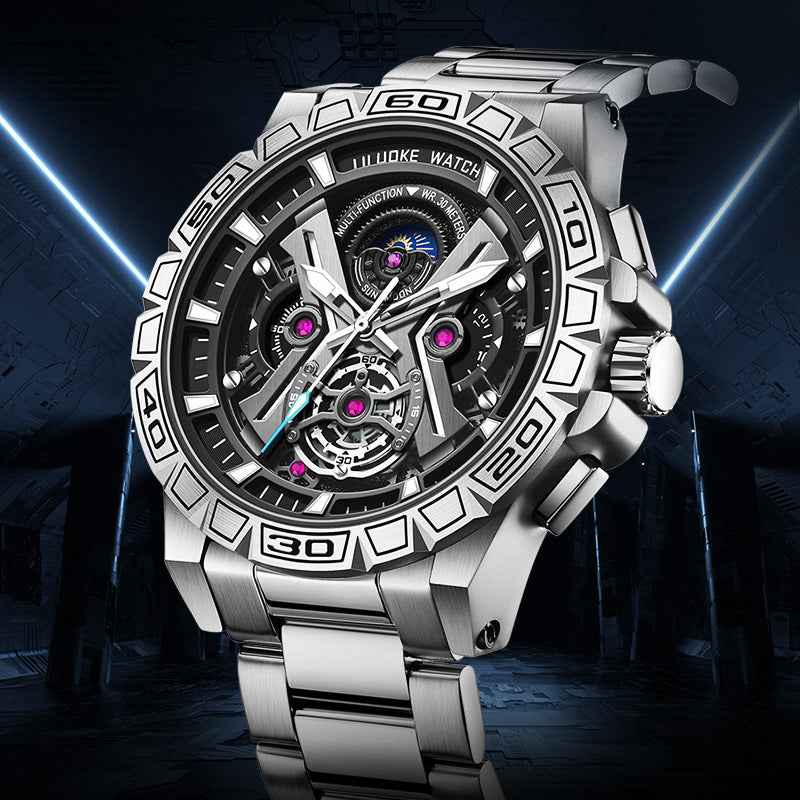 Three-Dimensional Hollow Waterproof Luminous Multifunction Quartz Watch