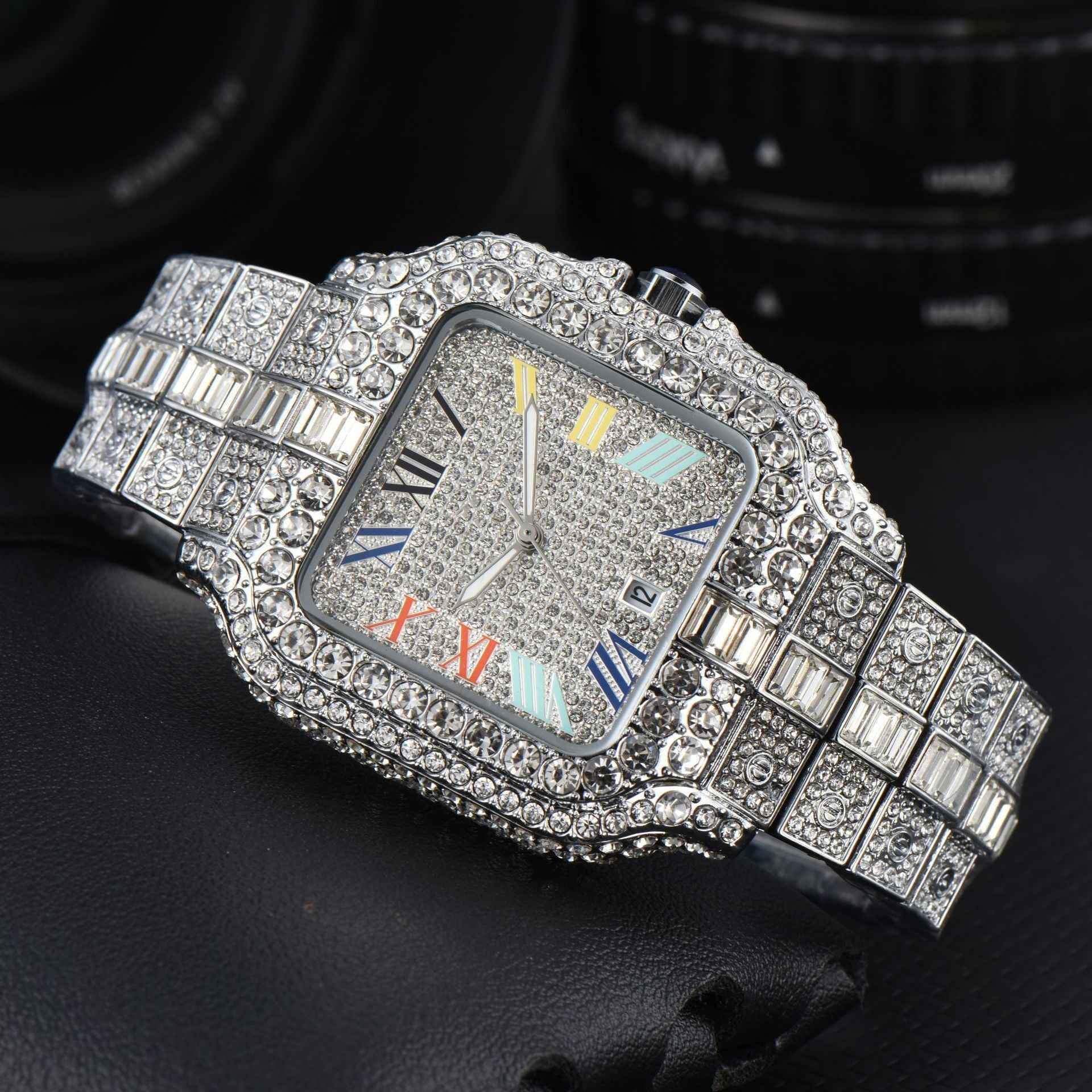 Men's Square Fashion Trend Full Diamond Watch