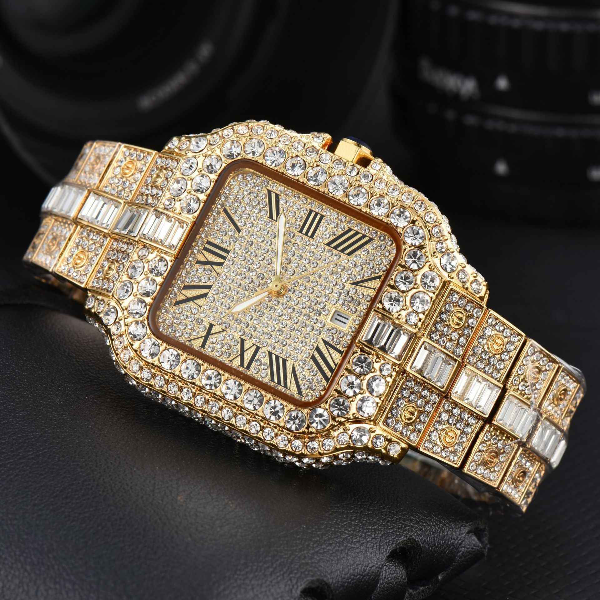 Men's Square Fashion Trend Full Diamond Watch