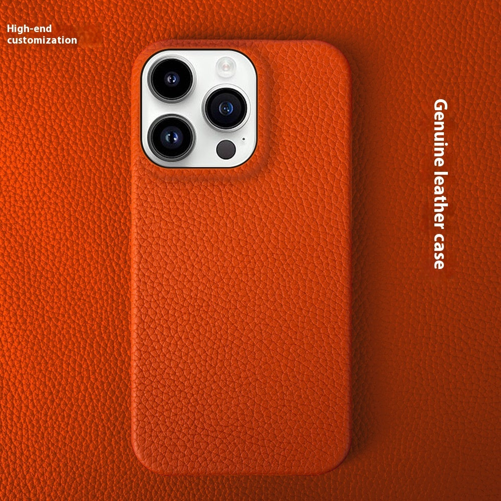 Simple Solid Colour Leather Half Pack iPhone Phone Case - EBuyGoods