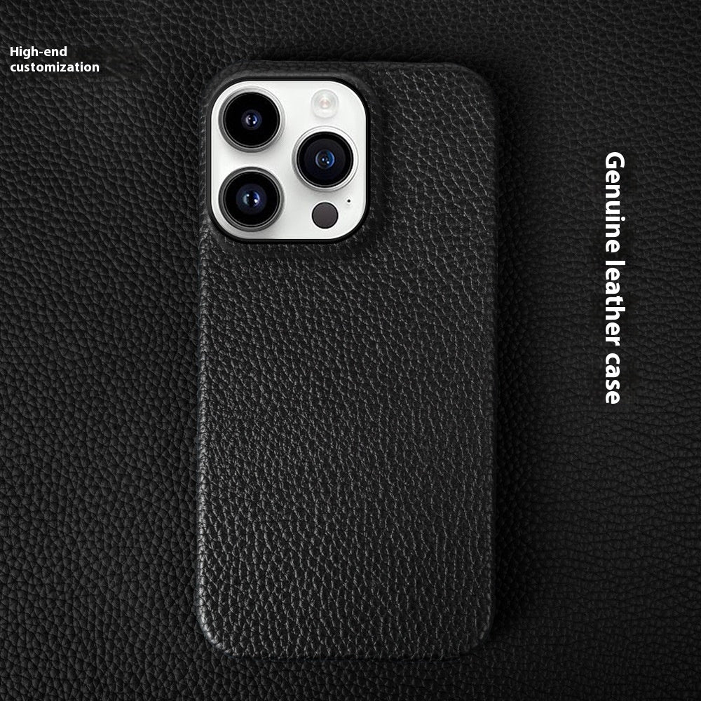 Simple Solid Colour Leather Half Pack iPhone Phone Case - EBuyGoods