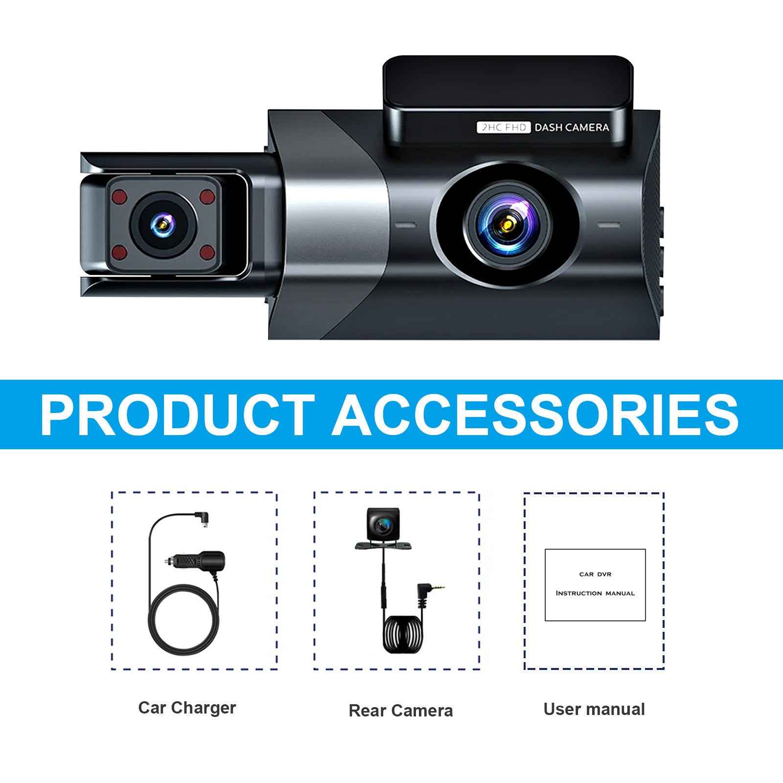 Dashcam - 3-inch Three-recorder