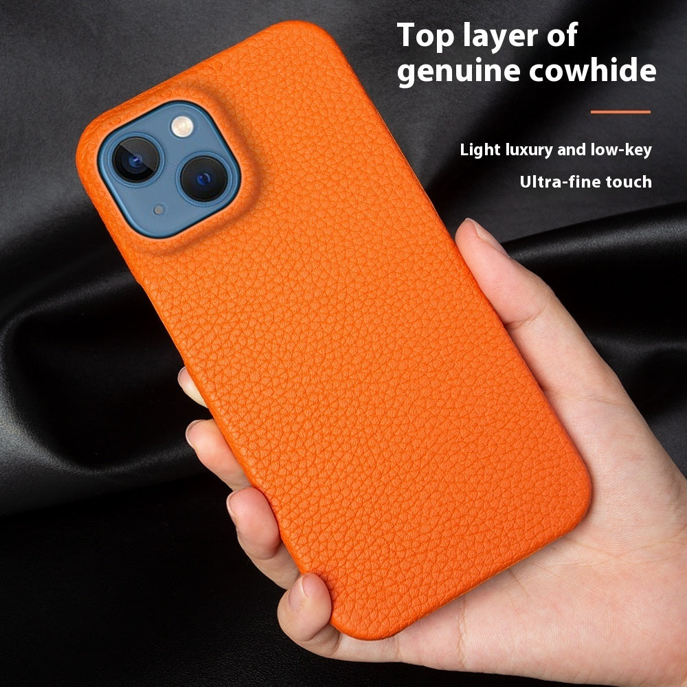 Simple Solid Colour Leather Half Pack iPhone Phone Case - EBuyGoods