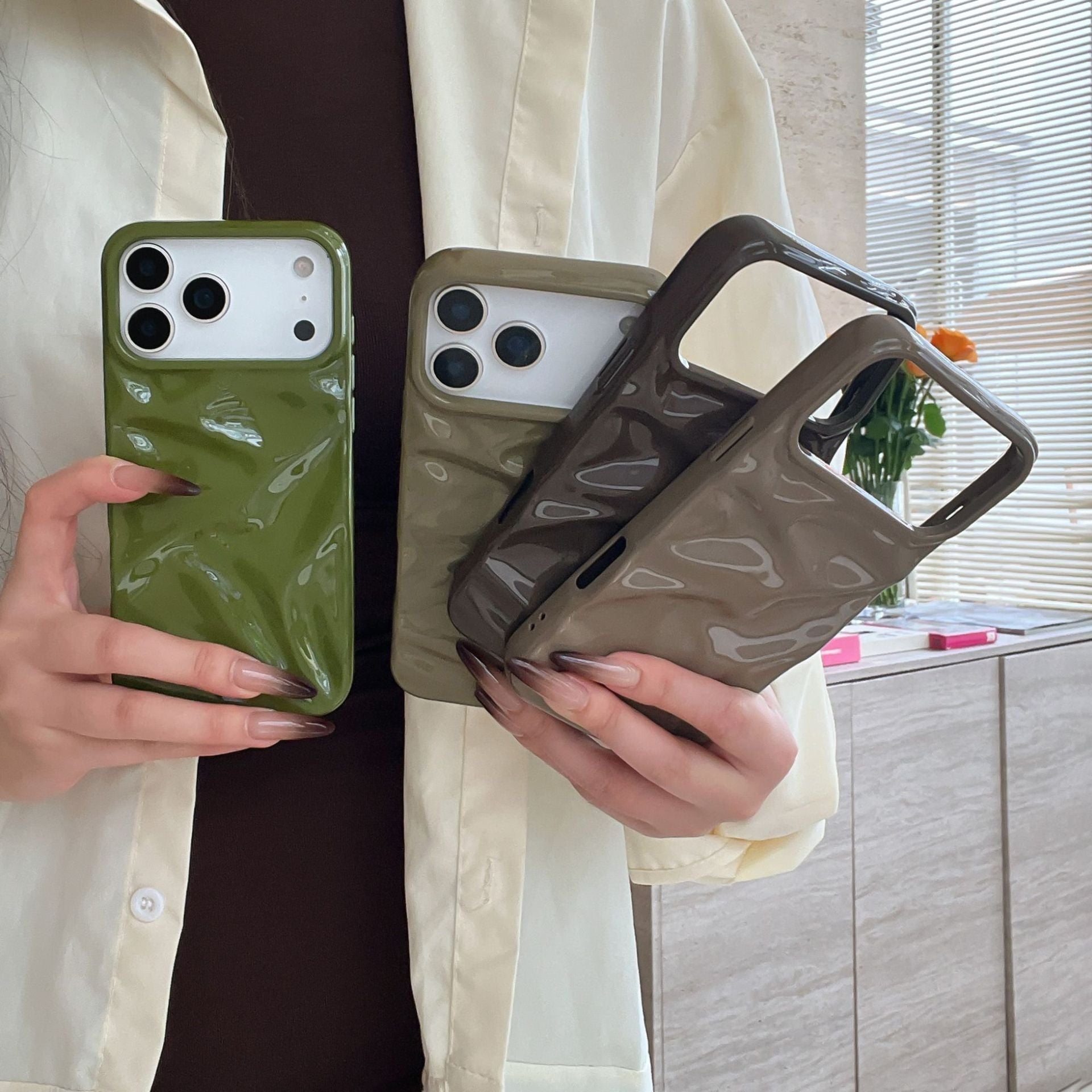 Three-dimensional Pleated Pattern Autumn And Winter Colour iPhone Phone Case - EBuyGoods