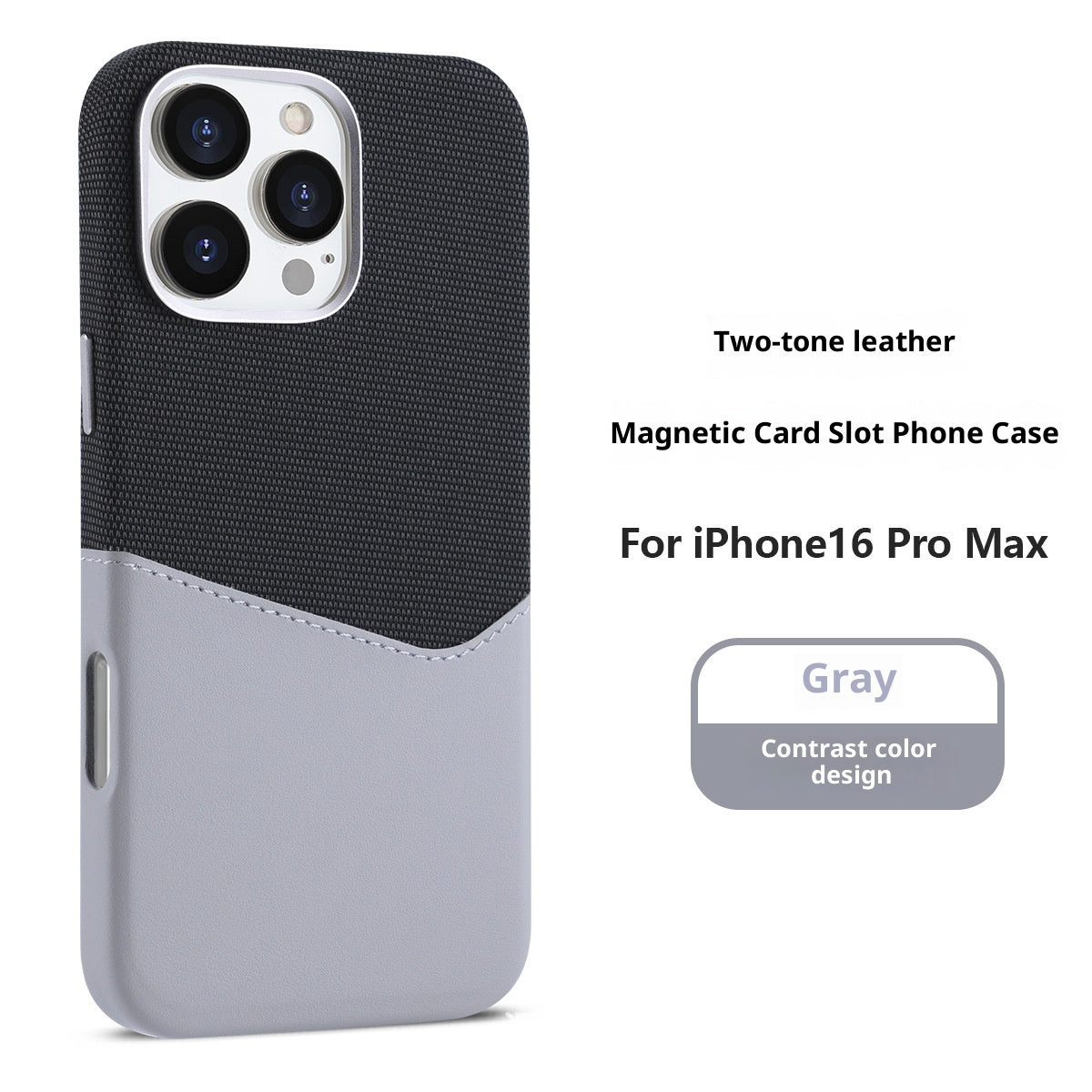 Suitable For 17promax iPhone Phone Case Cloth Pattern Stitching Colour Leather Magnetic Suction - EBuyGoods