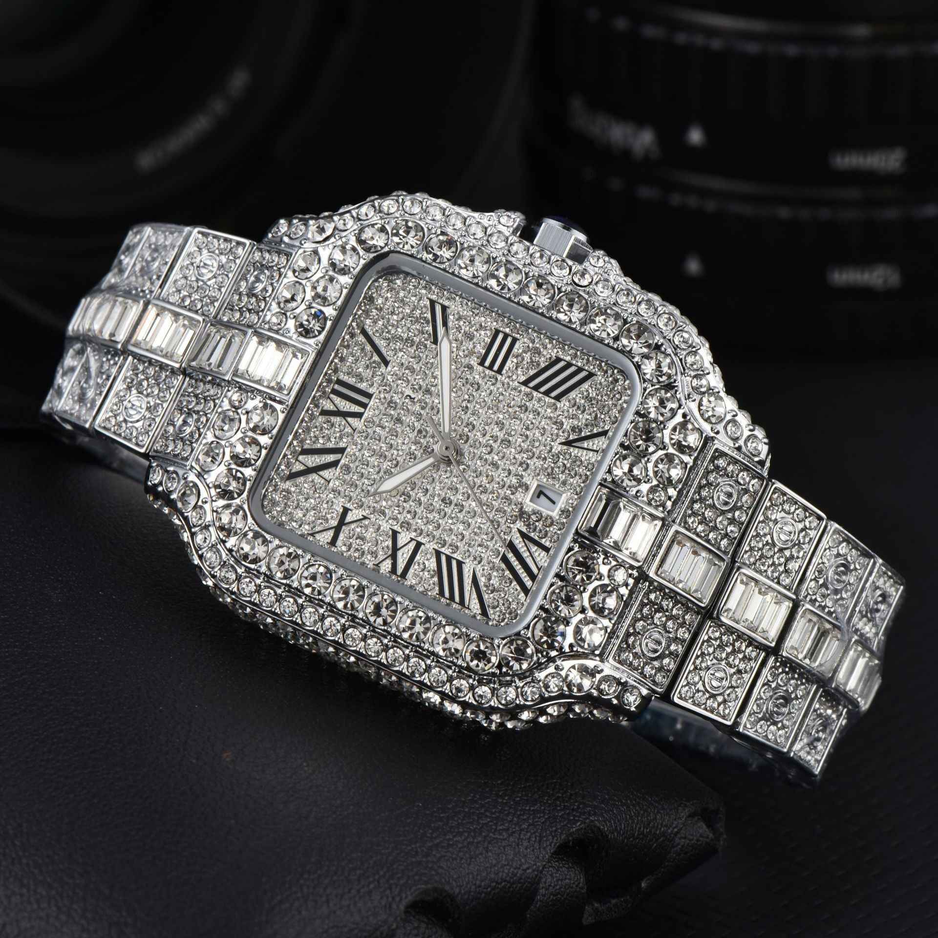 Men's Square Fashion Trend Full Diamond Watch