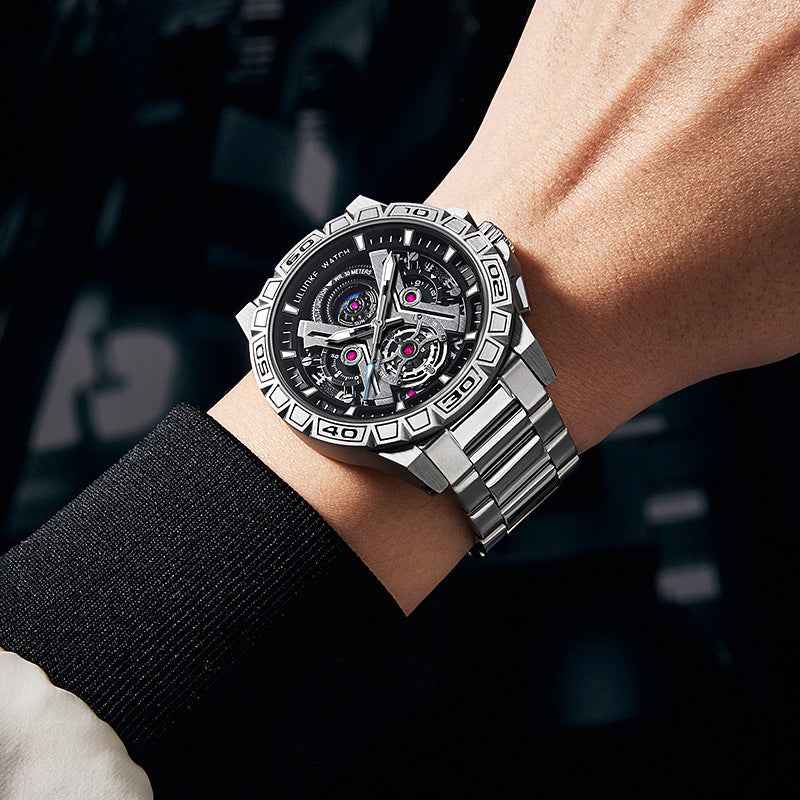 Three-Dimensional Hollow Waterproof Luminous Multifunction Quartz Watch