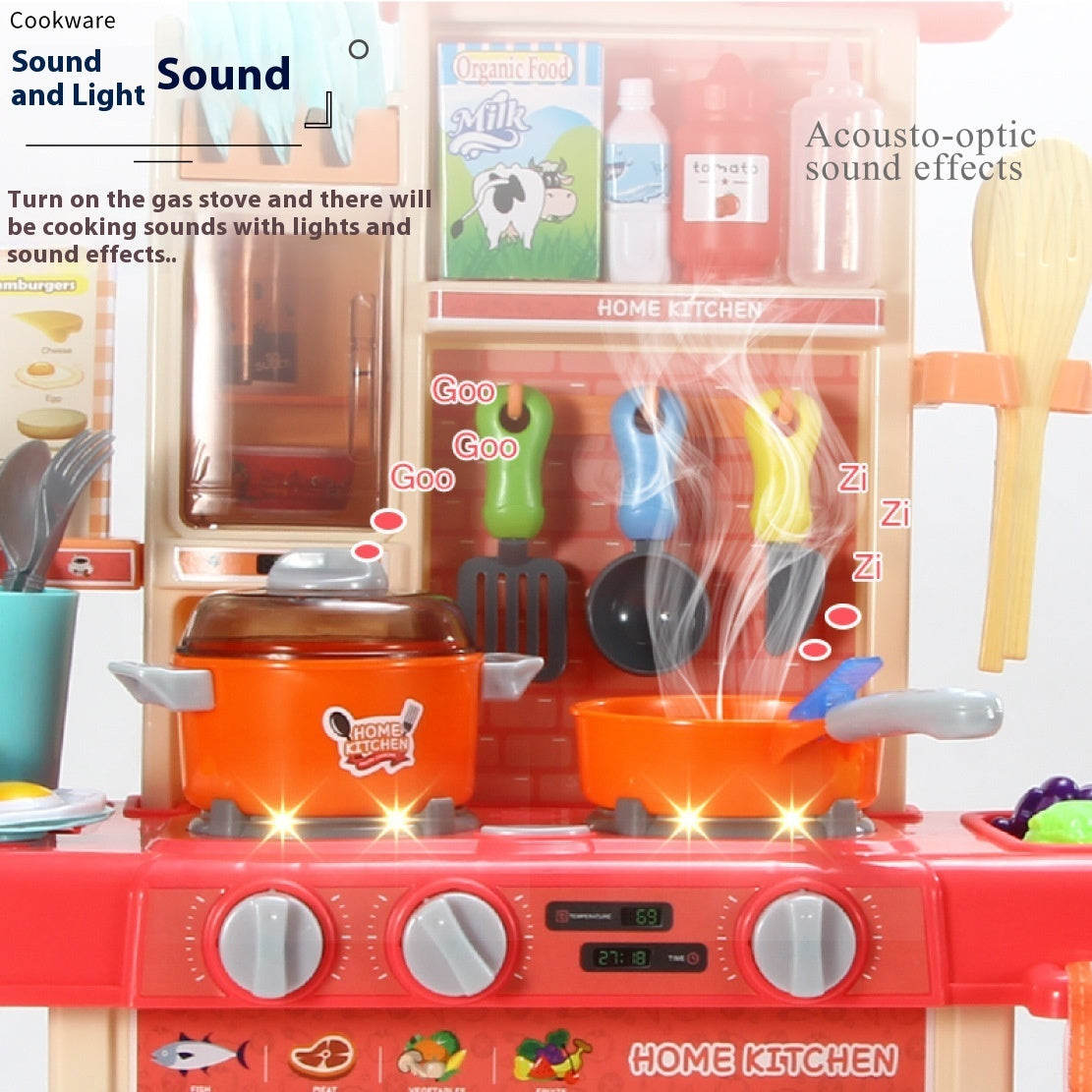 Cross-border Hot Children Play House Simulated Kitchen Toy Suit Dining Table Cooking Kitchenware Girls' Toys - EBuyGoods
