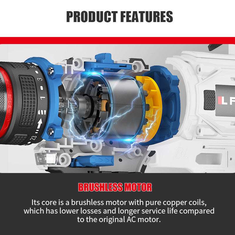 Brushless Electric Hand Drill Lithium Electric Drill Multifunctional Electric Screwdriver Electric Drill Set 21 V18v - EBuyGoods