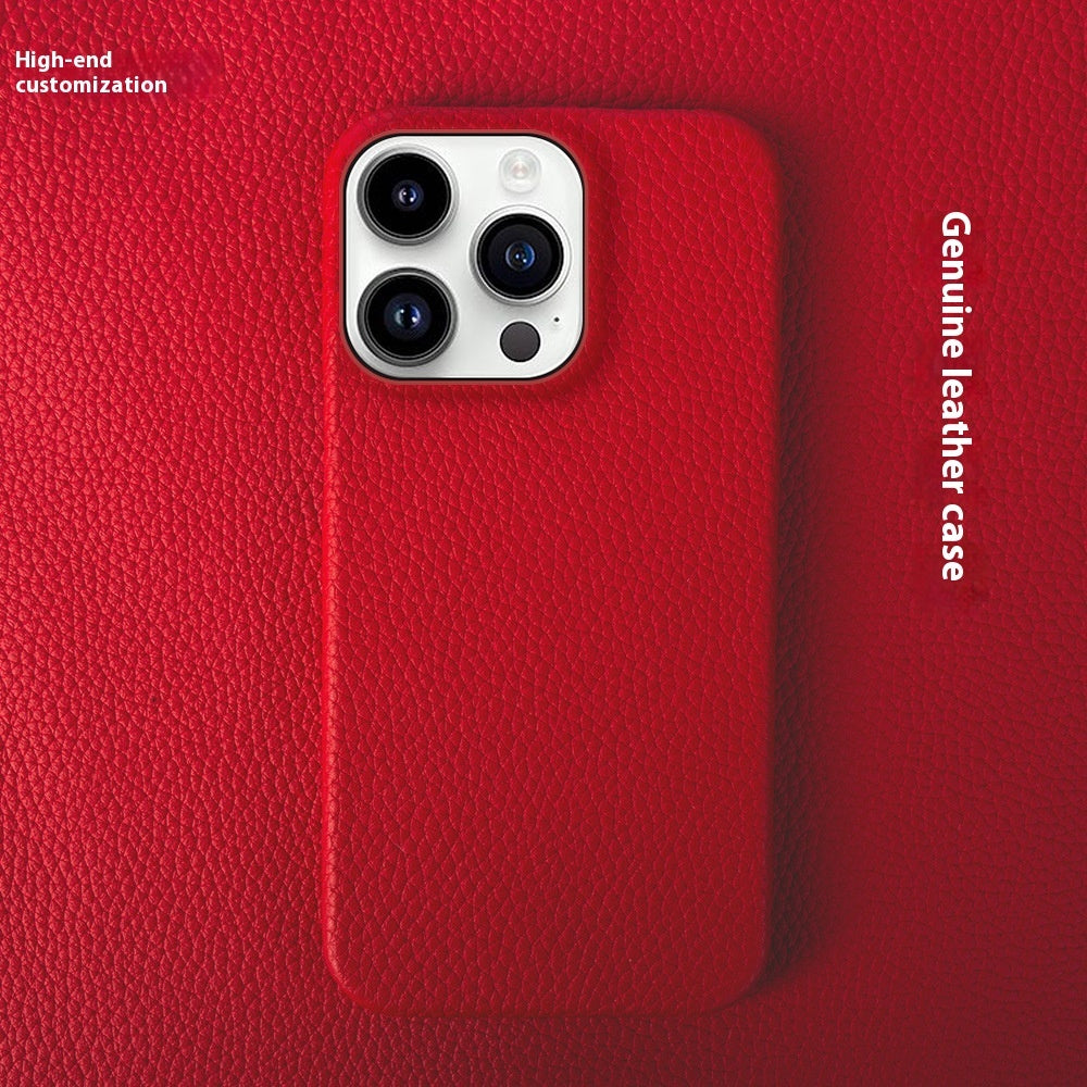 Simple Solid Colour Leather Half Pack iPhone Phone Case - EBuyGoods