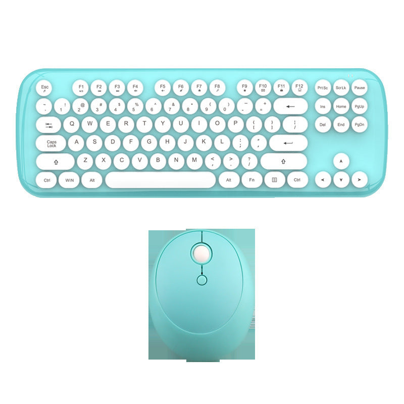 Wireless Keyboard And Mouse Set Girls Color Retro - EBuyGoods