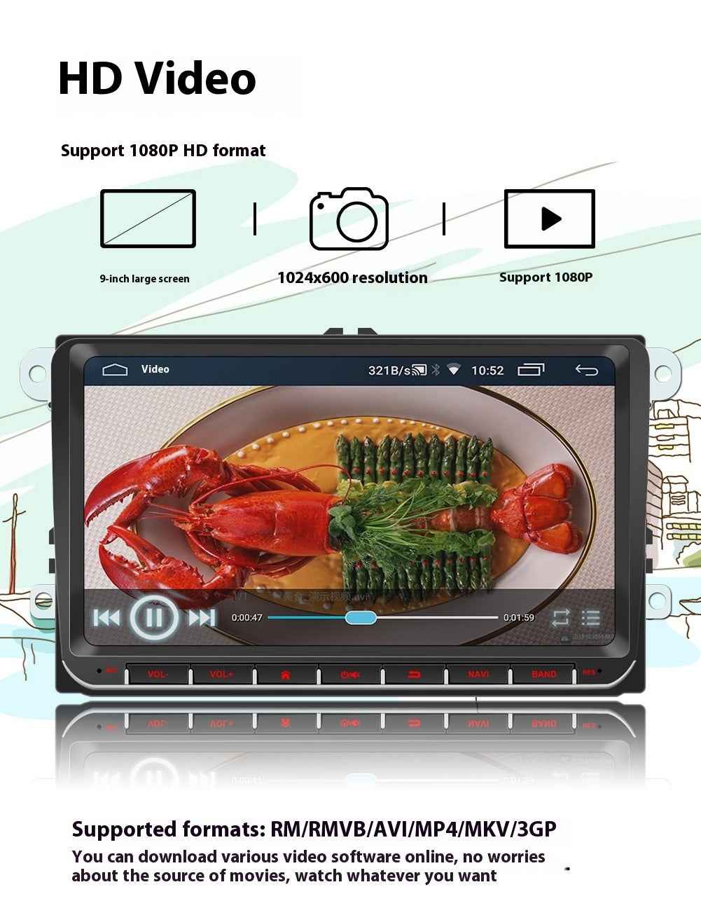New Android 9-inch Car Bluetooth GPS Navigation Integrated Host for Volkswagen cars