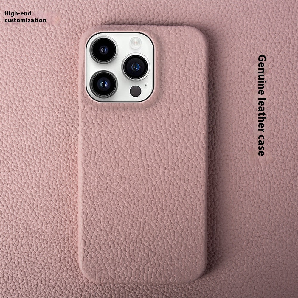 Simple Solid Colour Leather Half Pack iPhone Phone Case - EBuyGoods