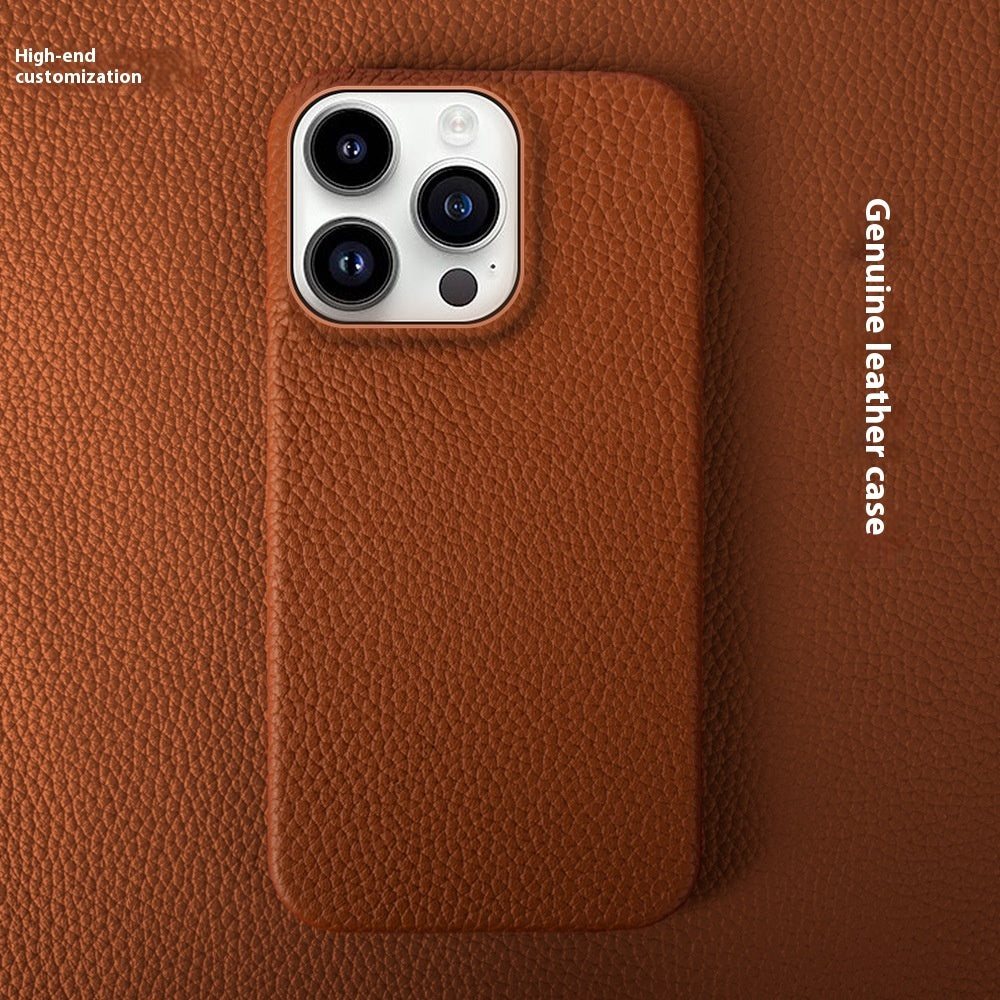 Simple Solid Colour Leather Half Pack iPhone Phone Case - EBuyGoods