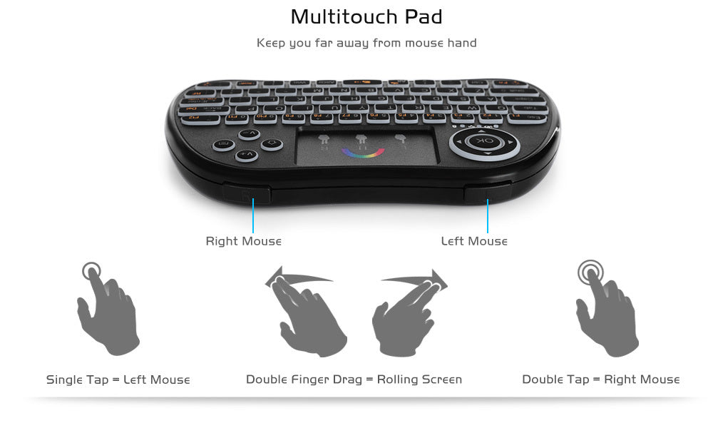 H9 Wireless Backlit Colorful Touch Remote Control Keyboard - EBuyGoods