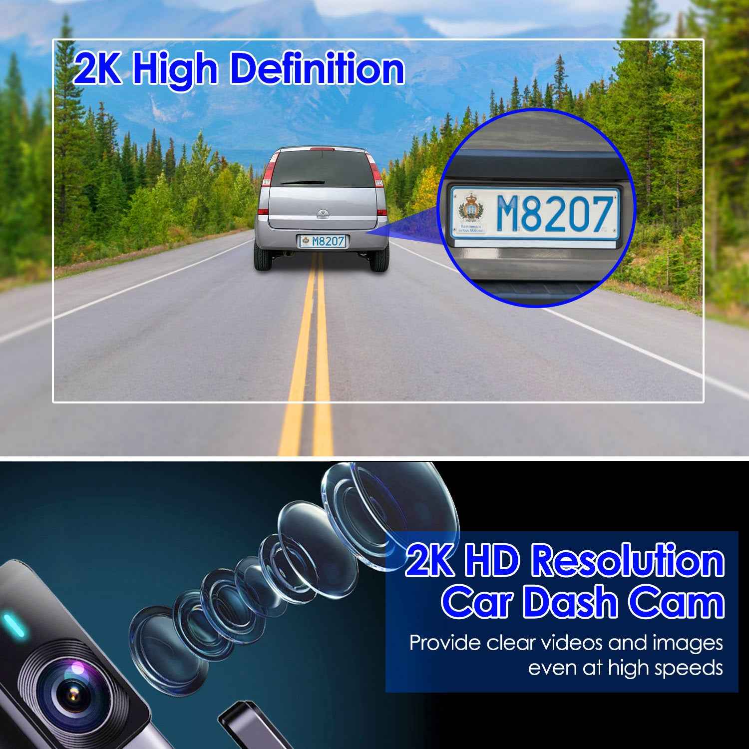 1Pc 2K HD Front Dash Cam For Car With IPS Screen Night Vision Loop Recording Included 32G Storage Card 140 Degree Wide Angle WiFi App Control Front Dashcam