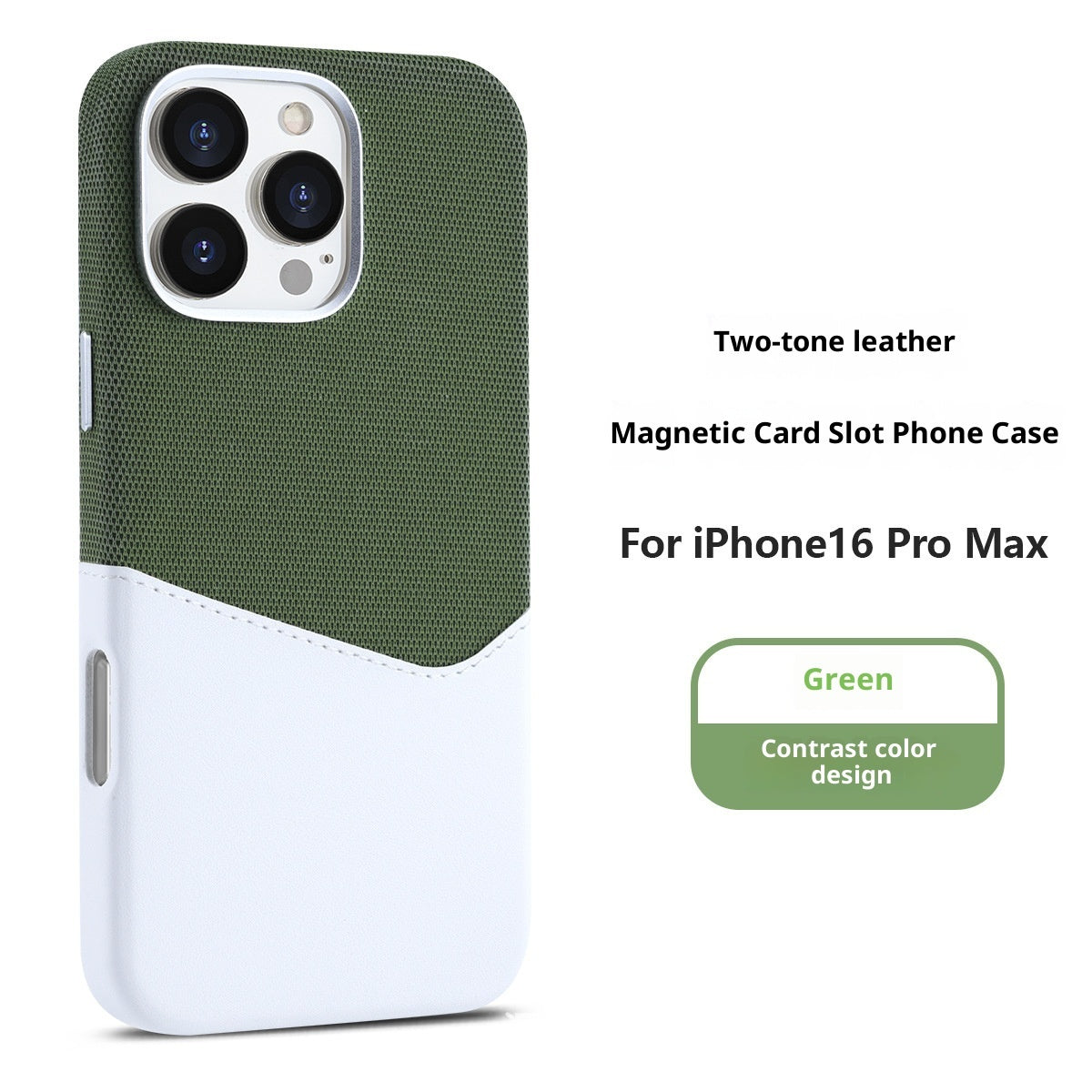 Suitable For 17promax iPhone Phone Case Cloth Pattern Stitching Colour Leather Magnetic Suction - EBuyGoods