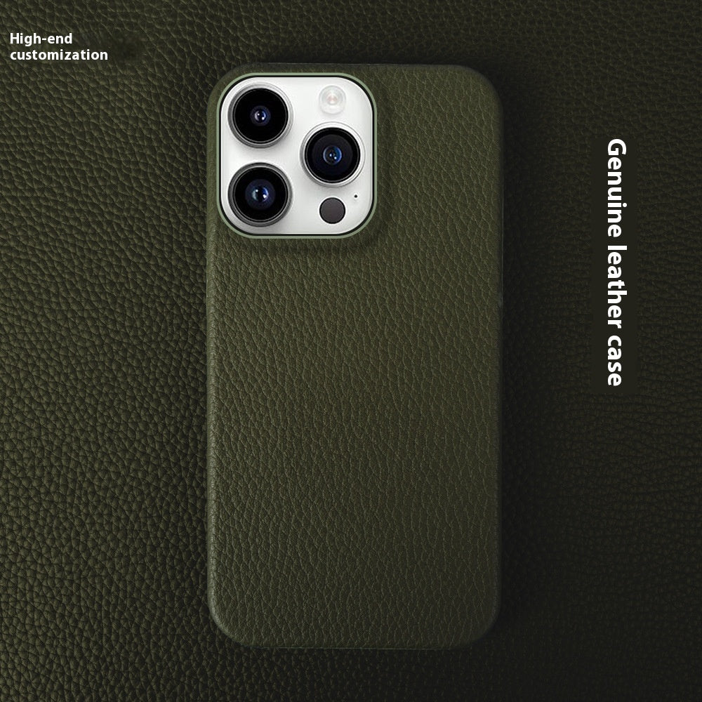 Simple Solid Colour Leather Half Pack iPhone Phone Case - EBuyGoods